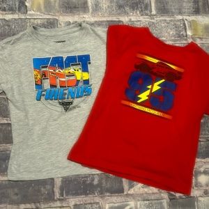 Two NASCAR Fanatics Lightning McQueen Cars shirts, size 5/6